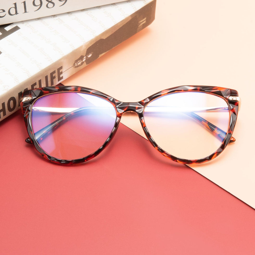 Women Cat Eye Anti Blue Light Glasses 2023 Black Frame  Design Computer Female Eyeglasses Clear Lens