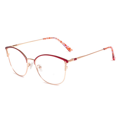 Women Cat Eye Full Rim Metal Spectacles Frames Prescription Eyeglasses With Spring Hinge For Lenses Myopia Reading