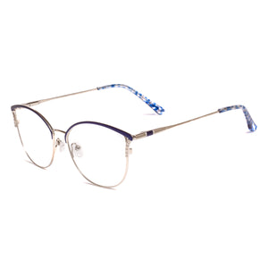 Women Cat Eye Full Rim Metal Spectacles Frames Prescription Eyeglasses With Spring Hinge For Lenses Myopia Reading