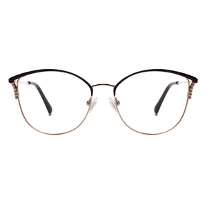 Women Cat Eye Full Rim Metal Spectacles Frames Prescription Eyeglasses With Spring Hinge For Lenses Myopia Reading