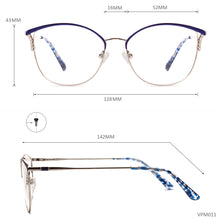 Load image into Gallery viewer, Women Cat Eye Full Rim Metal Spectacles Frames Prescription Eyeglasses With Spring Hinge For Lenses Myopia Reading