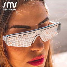 Carica l&#39;immagine nel visualizzatore di Gallery, Occhiali da sole Cat Eye da donna Designer di marca Occhiali da mezza montatura piccoli Donna Uomo Specchio Sport Occhiali siamesi UV400