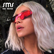 Carica l&#39;immagine nel visualizzatore di Gallery, Occhiali da sole Cat Eye da donna Designer di marca Occhiali da mezza montatura piccoli Donna Uomo Specchio Sport Occhiali siamesi UV400