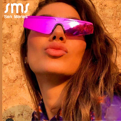 Women Cat Eye Sunglasses Brand Designer  Small Half Frame Glasses Female Male Mirror Sport Siamese Eyeglasses UV400