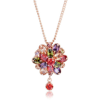 Fashion Women Genuine AAA Cubic Zirconia Stone Wedding Necklace Rose Gold-color Christmas Gifts Jewelry Wholesale Accessories