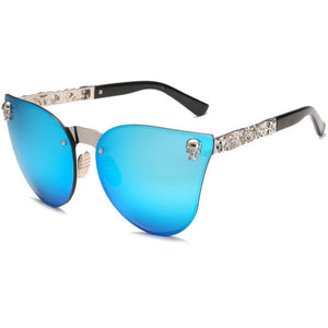 Women Gothic Eyewear Skull Frame Metal Temple Oculos de sol UV400 Sun Eyewear Sun glasses Oculos De Sol Feminino