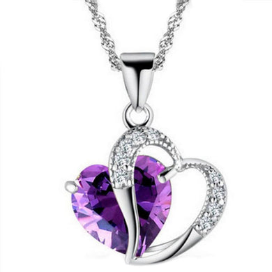 Moda donna cuore collane di cristallo strass catena d'argento collana con ciondolo gioielli bella coppia squisito girocollo gingillo 