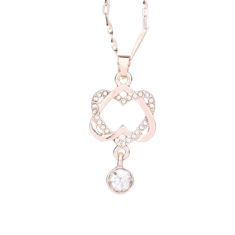 Fashion Women Necklaces Jewelry Double Heart Pendant Necklace Jewelries Chain Trinket Flawless Women Necklaces Exquisite Choker