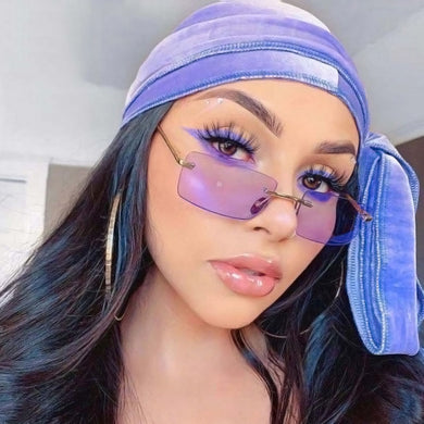 Women Rimless Sunglasses Women  Brand Designer Square Small Sun Glasses UV400 Shades Eyewear Oculos De Sol