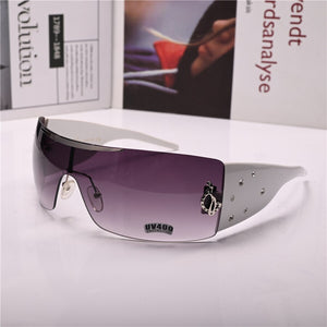 Women Sunglasses Steampunk Sun Glasses for Female vintage brown One-piece Lens Anti Reflection Driving Small Face