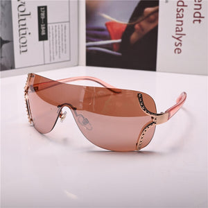 Women Sunglasses Steampunk Sun Glasses for Female vintage brown One-piece Lens Anti Reflection Driving Small Face