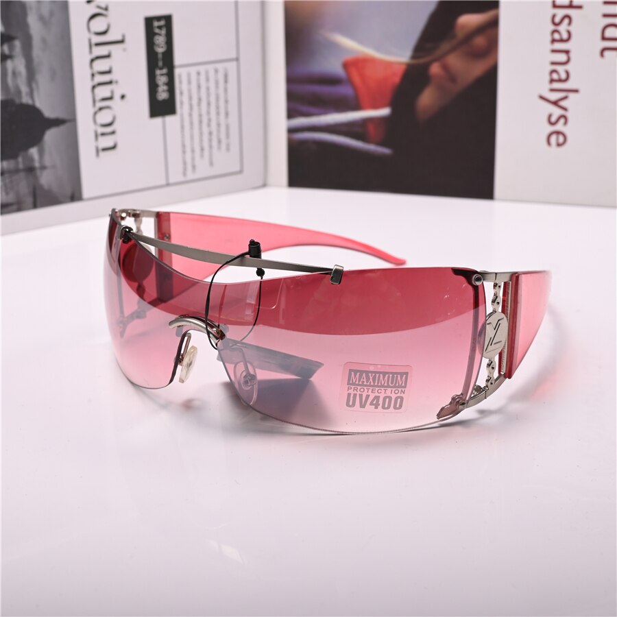 Women Sunglasses Steampunk Sun Glasses for Female vintage brown One-piece Lens Anti Reflection Driving Small Face