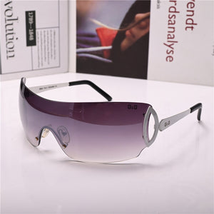 Women Sunglasses Steampunk Sun Glasses for Female vintage brown One-piece Lens Anti Reflection Driving Small Face