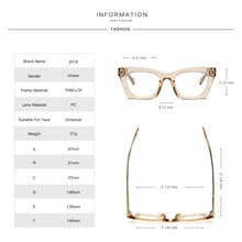 Load image into Gallery viewer, Women&#39;s Blue Light Blocking Square Glasses Frame TR90 Radiation Protection Eyeglasses Transparent Eyewear