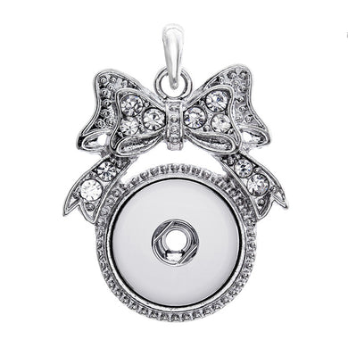 Fashion XL0079 Beauty Charming Rhinestone Colorful Bow charming snap pendant necklace fit 18MM charming snap buttons wholesale