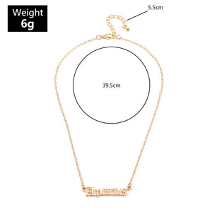 Fashion Zodiac Alphabet Necklaces Creativity European Girls Twelve Constellation Alloy English Letter Jewelry For Women