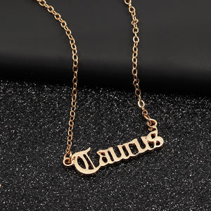 Fashion Zodiac Alphabet Necklaces Creativity European Girls Twelve Constellation Alloy English Letter Jewelry For Women
