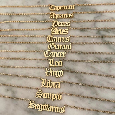 Fashion Zodiac Alphabet Necklaces Creativity European Girls Twelve Constellation Alloy English Letter Jewelry For Women