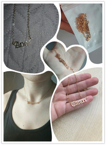 Fashion Zodiac Alphabet Necklaces Creativity European Girls Twelve Constellation Alloy English Letter Jewelry For Women