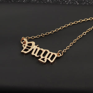 Fashion Zodiac Alphabet Necklaces Creativity European Girls Twelve Constellation Alloy English Letter Jewelry For Women
