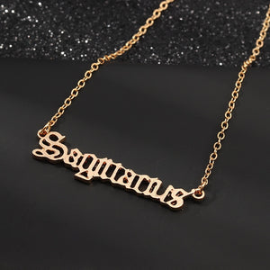 Fashion Zodiac Alphabet Necklaces Creativity European Girls Twelve Constellation Alloy English Letter Jewelry For Women