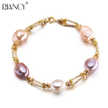 Carica l'immagine nel visualizzatore di Gallery, Fashion baroque natural pearl bracelet for women, trendy real pearl jewelry 925 silver birthd gift high quality