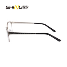 Carica l&#39;immagine nel visualizzatore di Gallery, Occhiali da vista di marca di moda Montature metalliche da donna mezzo bordo placcato montature per occhiali da vista oculos de grau femininos SR8003