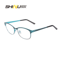 Carica l&#39;immagine nel visualizzatore di Gallery, Occhiali da vista di marca di moda Montature metalliche da donna mezzo bordo placcato montature per occhiali da vista oculos de grau femininos SR8003