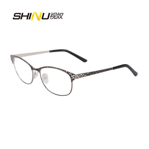 Occhiali da vista di marca di moda Montature metalliche da donna mezzo bordo placcato montature per occhiali da vista oculos de grau femininos SR8003