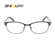Carica l&#39;immagine nel visualizzatore di Gallery, Occhiali da vista di marca di moda Montature metalliche da donna mezzo bordo placcato montature per occhiali da vista oculos de grau femininos SR8003