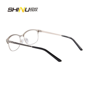 Occhiali da vista di marca di moda Montature metalliche da donna mezzo bordo placcato montature per occhiali da vista oculos de grau femininos SR8003