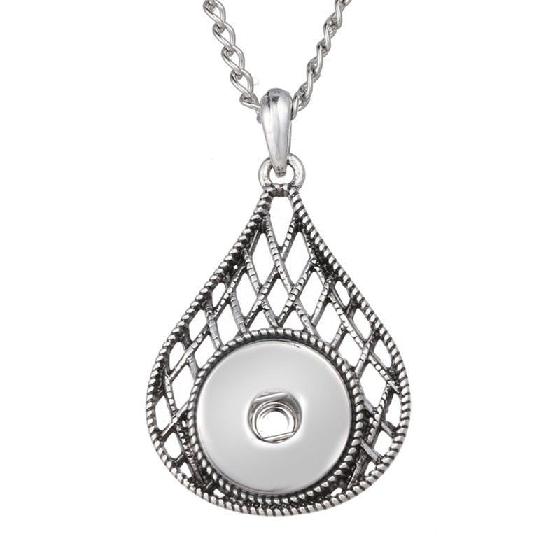 Fashion elegant Hollow Drop pendant snap necklace 60cm fit 18mm snap buttons snap jewelry wholesale XL0178