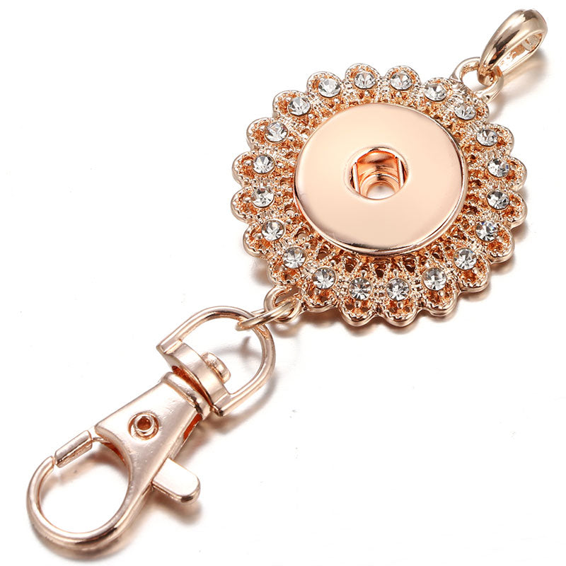 Fashion golden Flower pendant snap necklace 60cm chain fit 18mm snap buttons snap jewelry wholesale XL0229