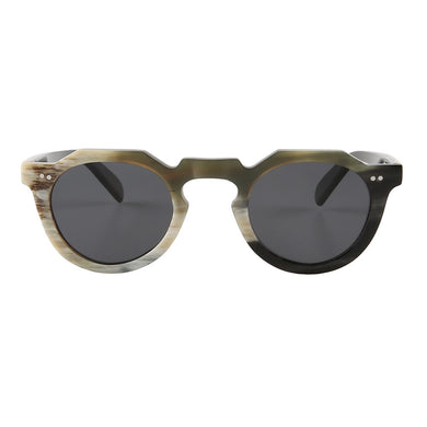 flower bridge small round frame rivet decoration yak horn brown polarized beach sunglasses horn glasses eyeglasses