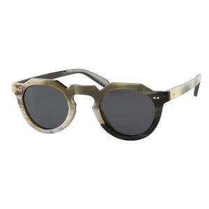 flower bridge small round frame rivet decoration yak horn brown polarized beach sunglasses horn glasses eyeglasses