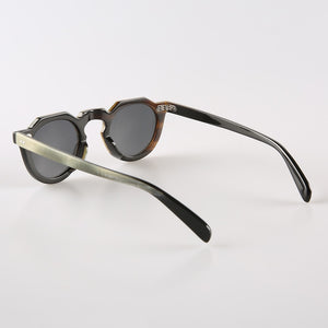 flower bridge small round frame rivet decoration yak horn brown polarized beach sunglasses horn glasses eyeglasses