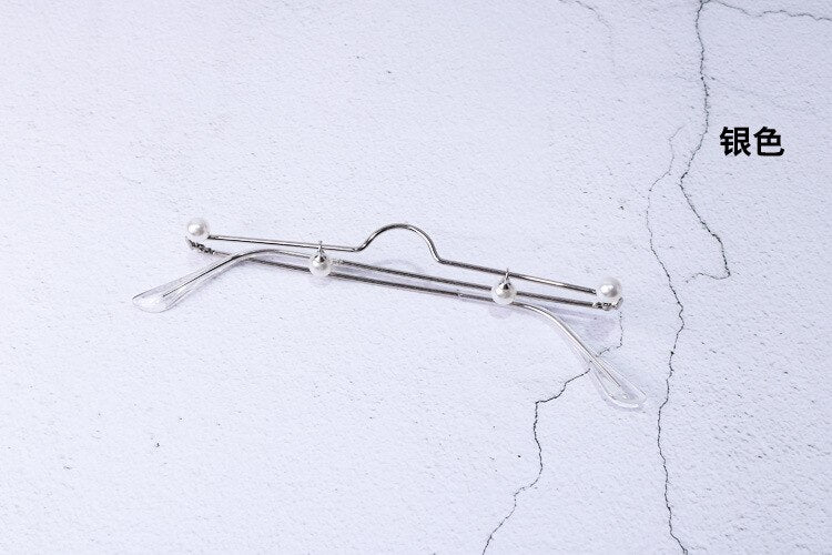 Fashion glasses women female vintage no lense glasses elegant eyeglasses frame half frame pearl chain spectacle frame unisex