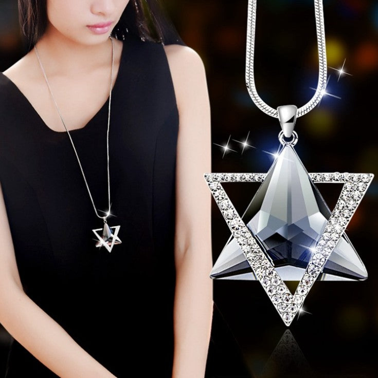 Fashion long section of six-star sweater chain necklace Fine jewelry Crystals from Swarovski female clothes hanging jewelry