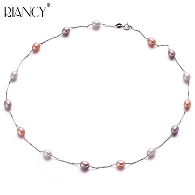Moda multi colore collana di perle naturali fascino collana in argento sterling 92515 perle 6-7mm perle gioielleria raffinata regalo di nascita 