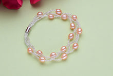 Carica l'immagine nel visualizzatore di Gallery, Fashion natural pearl bracelet for ladies pearl Bracelet jewelry rice-shaped Multi-layer pearls brcelets