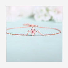 Carica l&#39;immagine nel visualizzatore di Gallery, Fashion new 925 sterling silver topaz tourmaline hibiscus stone rose gold bracelet female J090