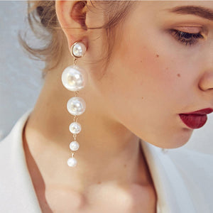 Fashion personality simple nightclub size pearl ladies long wind women earrings women jewelry accessories orecchini donna SP097