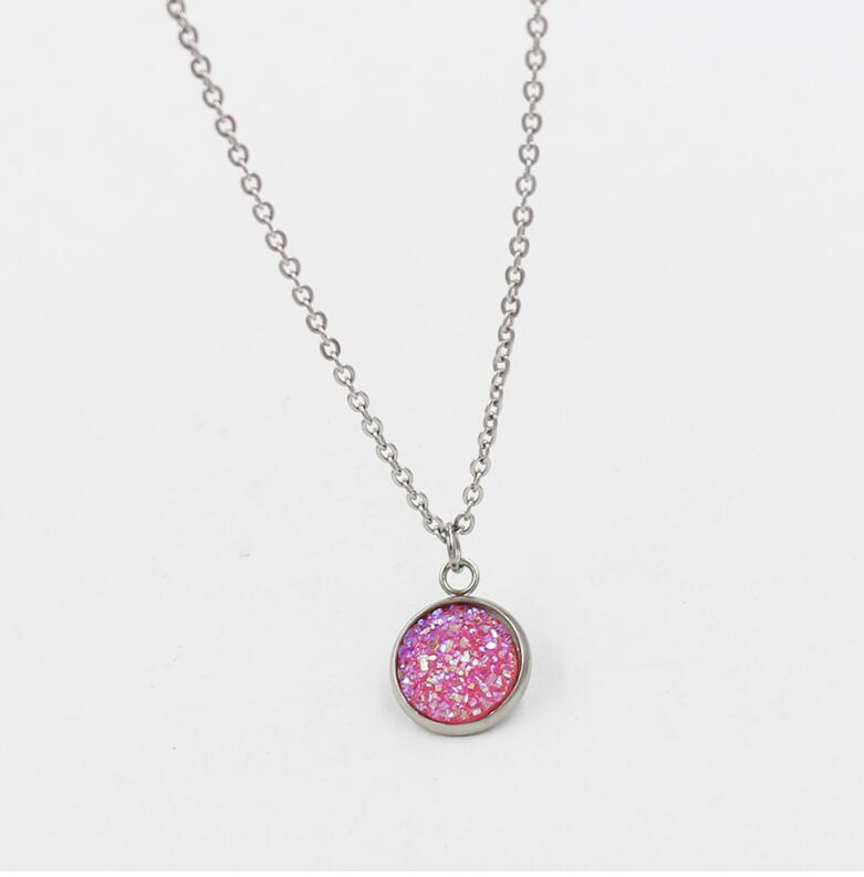 Collana girocollo Druzy rotonda alla moda per donna Collana Druzy pendente drusy Vendita calda 