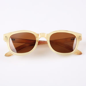 translucent semi transparent yellow jelly color handmade sheep horn frame brown travellers's sunglasses eyeglasses