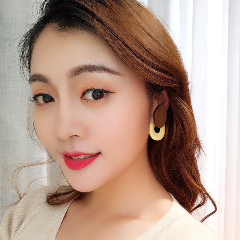 Fashion wood Drop Earrings bohemian punk wooden Removable Earrings Individuality party Multilayer Dangle Earringss for Women