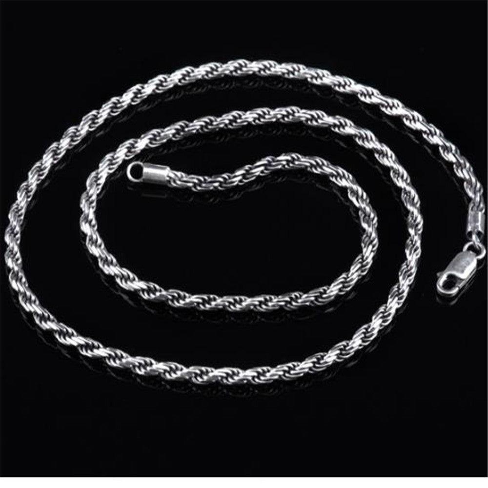 Corda di canapa alla moda personalità antica catena clavicola S925 argento sterling collane in argento tailandese gioielli unisex 