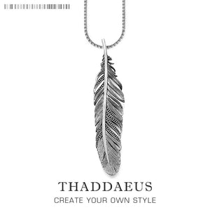 Feather Necklace Black,2018 Brand New Ts 925 Sterling Silver Fashion Jewelry Thomas Style Rebel Cross Bijoux Gift For Men Women