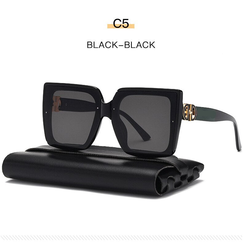 Feishini Brand  NO Logo Contracted Quality Square Sunglasses Women Oversized UV Protection Ladies Paris Glassees