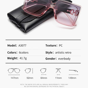 Feishini Brand  NO Logo Contracted Quality Square Sunglasses Women Oversized UV Protection Ladies Paris Glassees