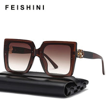 Carica l&#39;immagine nel visualizzatore di Gallery, Feishini Brand  NO Logo Contracted Quality Square Sunglasses Women Oversized UV Protection Ladies Paris Glassees